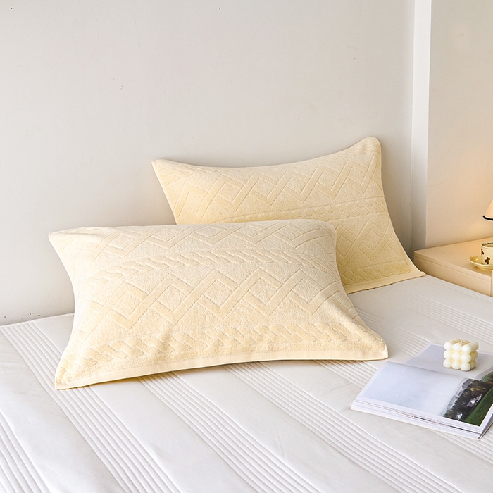 91家纺网 家纺一手货源 找家纺 悦然毛巾被 2025新款全棉纯棉老式枕巾毛圈款 旧时光米白