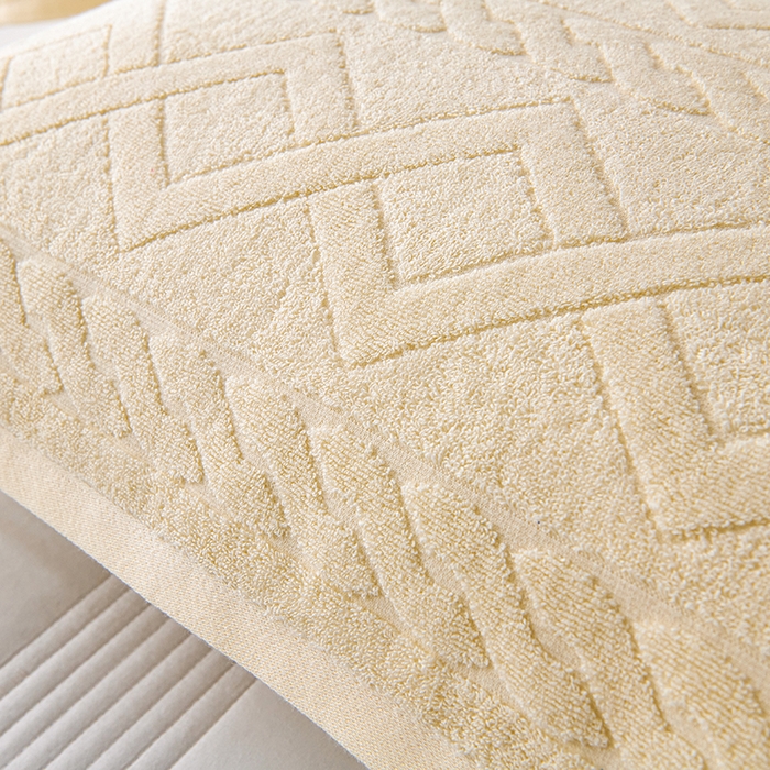 91家纺网 家纺一手货源 找家纺 悦然毛巾被 2025新款全棉纯棉老式枕巾毛圈款 旧时光米白