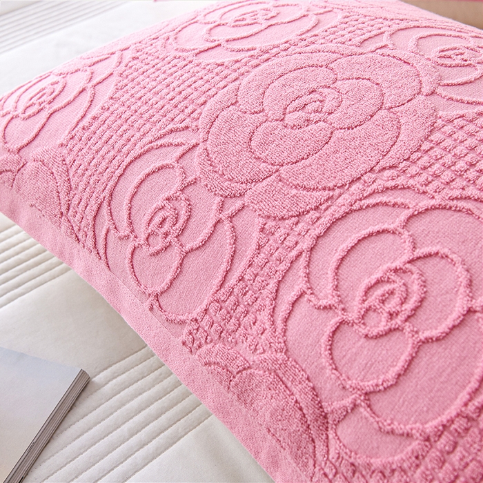 91家纺网 家纺一手货源 找家纺 悦然毛巾被 2025新款全棉纯棉老式枕巾毛圈款 玫瑰物语豆沙