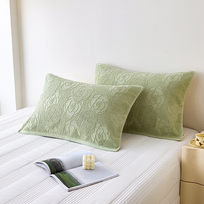 91家纺网 家纺一手货源 找家纺 悦然毛巾被 2025新款全棉纯棉老式枕巾毛圈款 玫瑰物语灰青