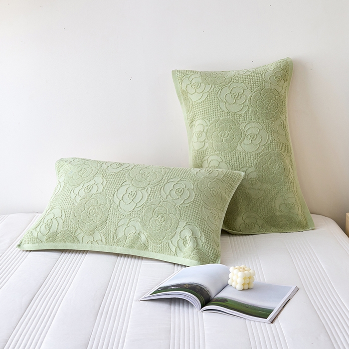 91家纺网 家纺一手货源 找家纺 悦然毛巾被 2025新款全棉纯棉老式枕巾毛圈款 玫瑰物语灰青