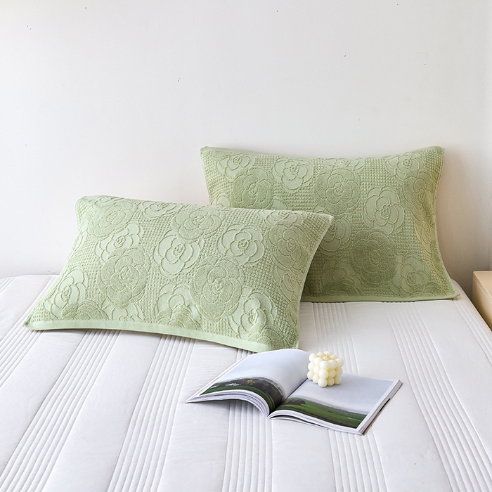 91家纺网 家纺一手货源 找家纺 悦然毛巾被 2025新款全棉纯棉老式枕巾毛圈款 玫瑰物语灰青