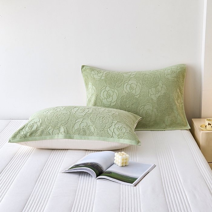 91家纺网 家纺一手货源 找家纺 悦然毛巾被 2025新款全棉纯棉老式枕巾毛圈款 玫瑰物语灰青