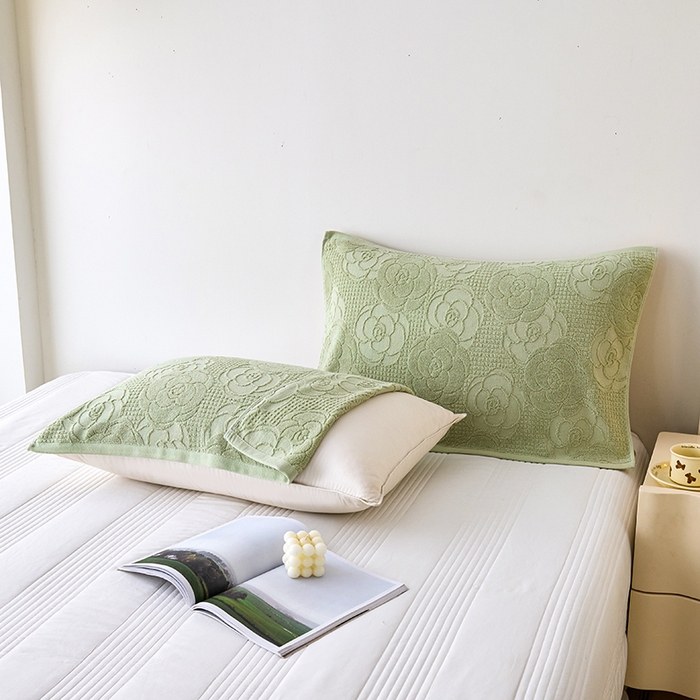 91家纺网 家纺一手货源 找家纺 悦然毛巾被 2025新款全棉纯棉老式枕巾毛圈款 玫瑰物语灰青