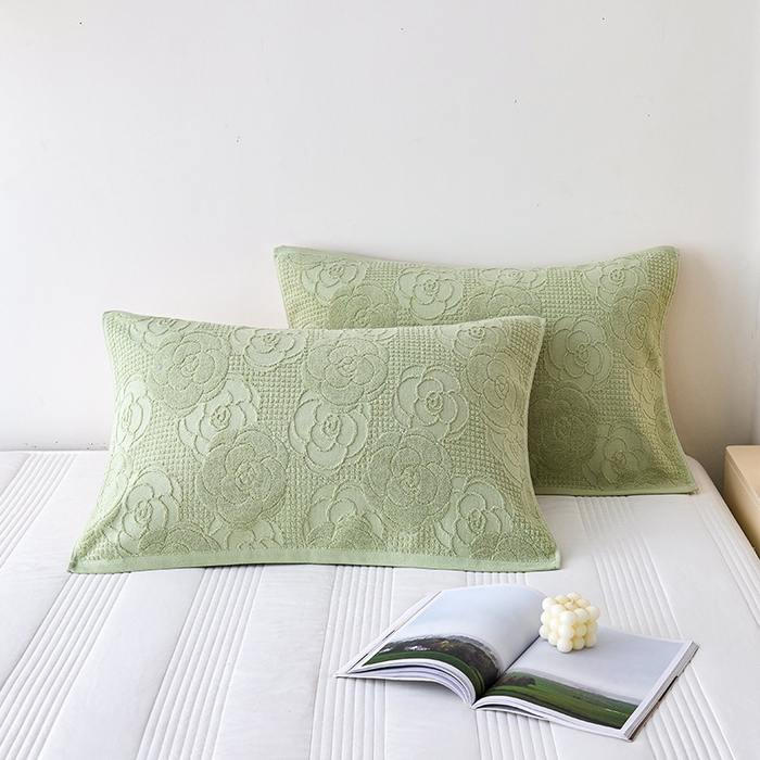 91家纺网 家纺一手货源 找家纺 悦然毛巾被 2025新款全棉纯棉老式枕巾毛圈款 玫瑰物语灰青