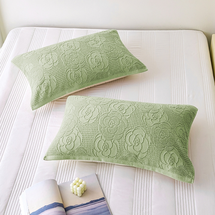 91家纺网 家纺一手货源 找家纺 悦然毛巾被 2025新款全棉纯棉老式枕巾毛圈款 玫瑰物语灰青