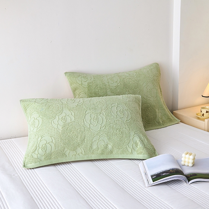 91家纺网 家纺一手货源 找家纺 悦然毛巾被 2025新款全棉纯棉老式枕巾毛圈款 玫瑰物语灰青