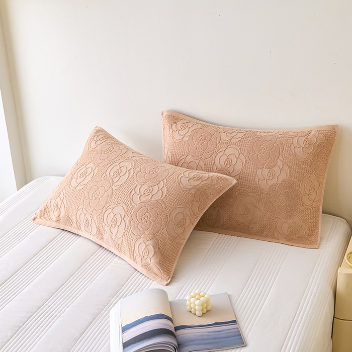 91家纺网 家纺一手货源 找家纺 悦然毛巾被 2025新款全棉纯棉老式枕巾毛圈款 玫瑰物语咖啡