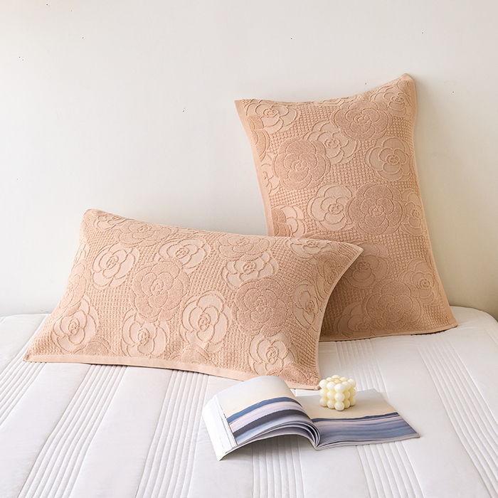 91家纺网 家纺一手货源 找家纺 悦然毛巾被 2025新款全棉纯棉老式枕巾毛圈款 玫瑰物语咖啡