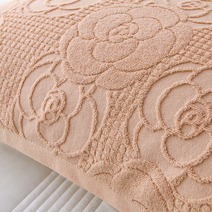 91家纺网 家纺一手货源 找家纺 悦然毛巾被 2025新款全棉纯棉老式枕巾毛圈款 玫瑰物语咖啡