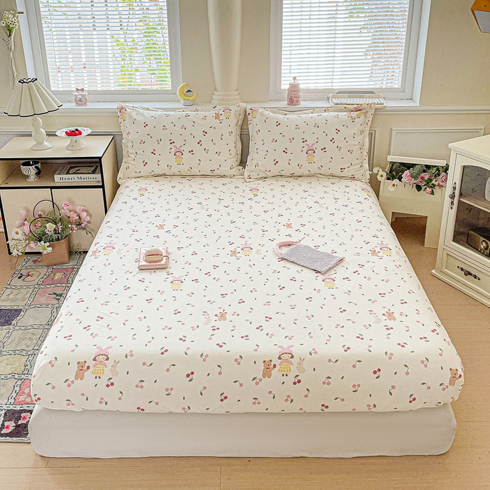 卡普二店 2025新款全棉印花A版床笠 花季少女