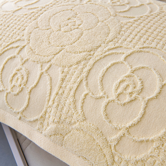 91家纺网 家纺一手货源 找家纺 悦然毛巾被 2025新款全棉纯棉老式枕巾毛圈款 玫瑰物语米白