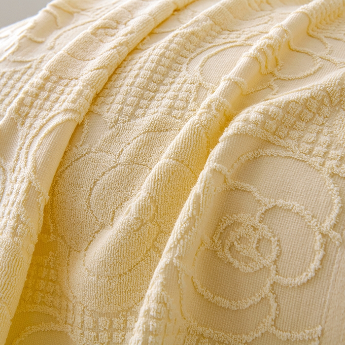 91家纺网 家纺一手货源 找家纺 悦然毛巾被 2025新款全棉纯棉老式枕巾毛圈款 玫瑰物语米白