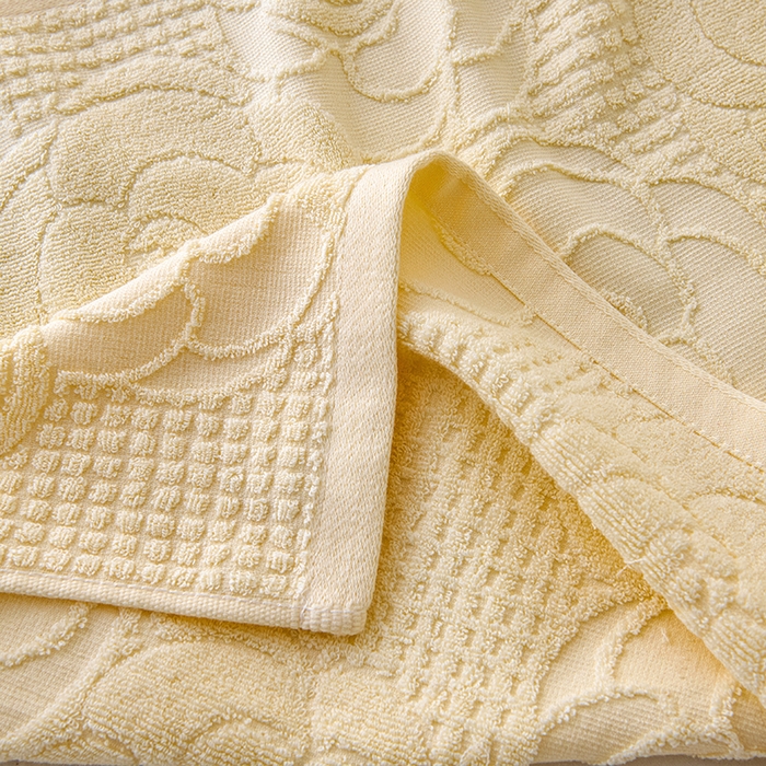 91家纺网 家纺一手货源 找家纺 悦然毛巾被 2025新款全棉纯棉老式枕巾毛圈款 玫瑰物语米白