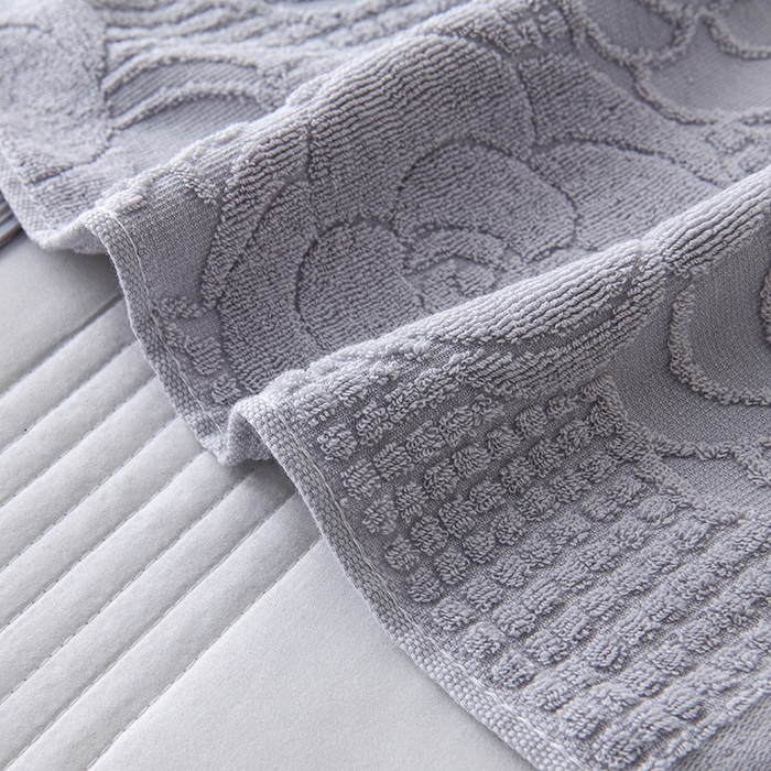 91家纺网 家纺一手货源 找家纺 悦然毛巾被 2025新款全棉纯棉老式枕巾毛圈款 玫瑰物语浅灰