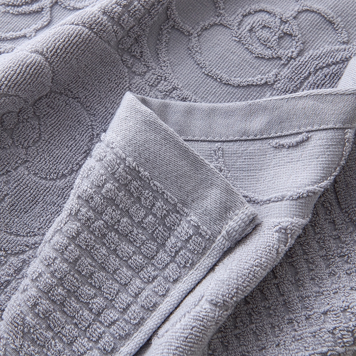 91家纺网 家纺一手货源 找家纺 悦然毛巾被 2025新款全棉纯棉老式枕巾毛圈款 玫瑰物语浅灰