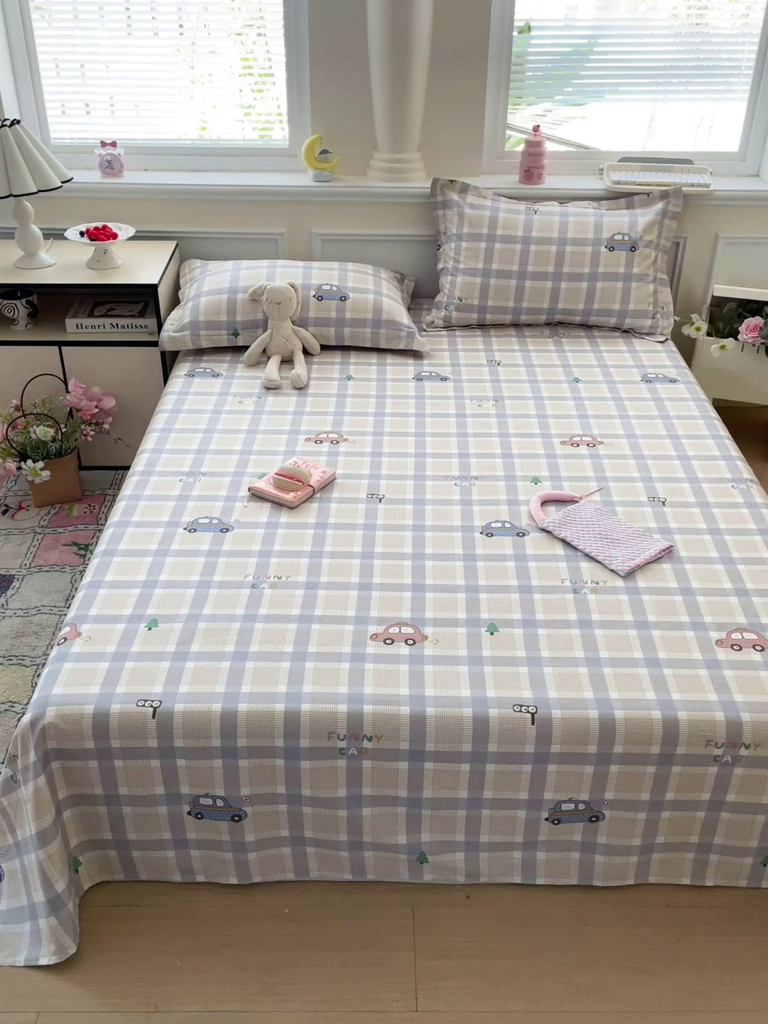 91家纺网 家纺一手货源 找家纺 卡普二店 2025新款全棉印花A版床单 小汽车
