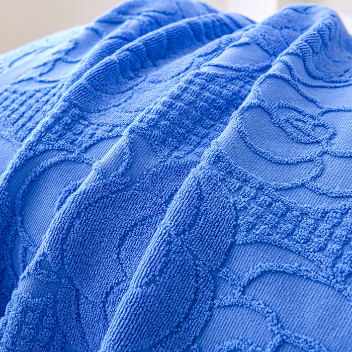 91家纺网 家纺一手货源 找家纺 悦然毛巾被 2025新款全棉纯棉老式枕巾毛圈款 玫瑰物语深蓝