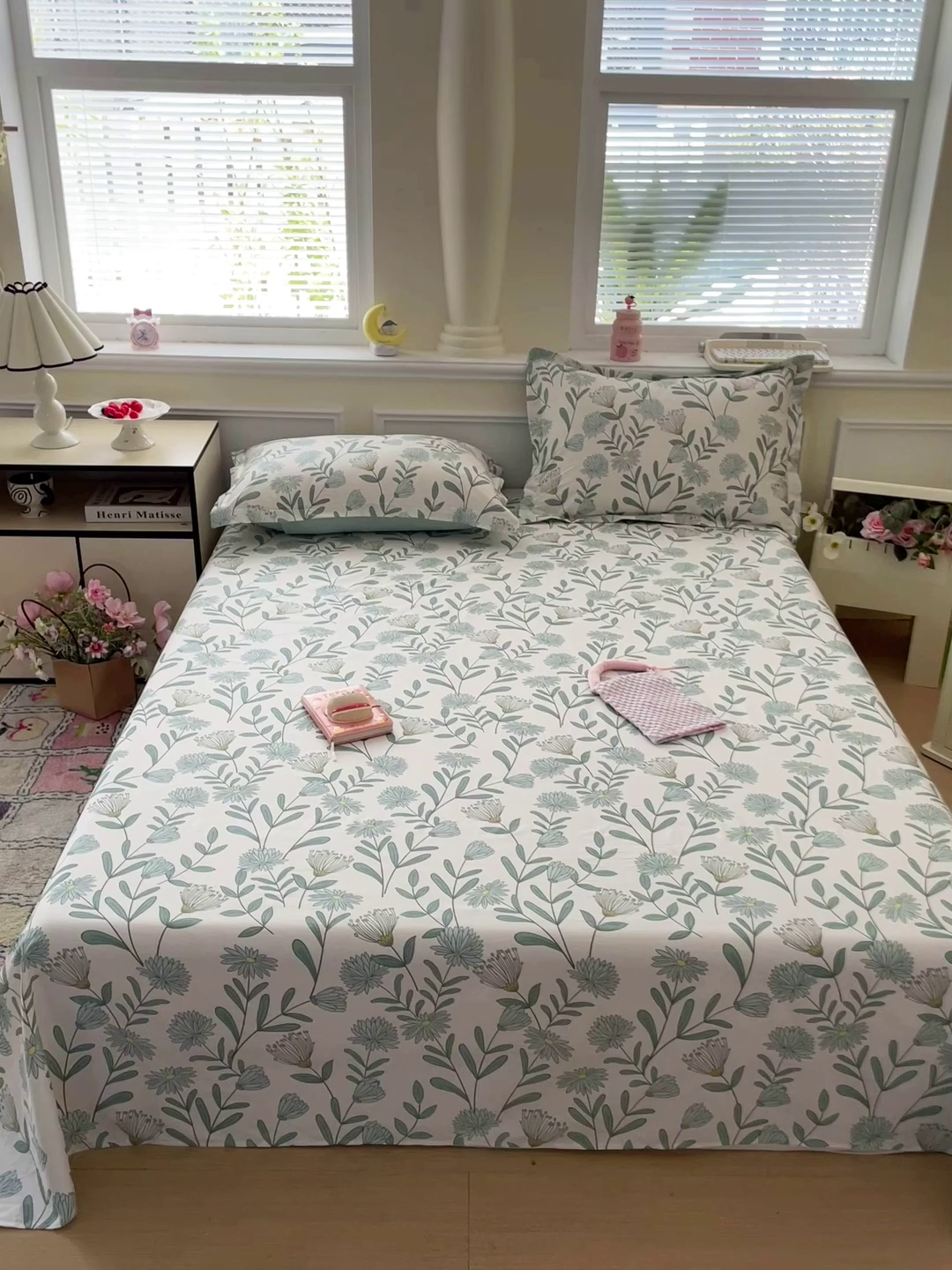 91家纺网 家纺一手货源 找家纺 卡普家居 2025新款全棉印花A版床单 蓝风铃