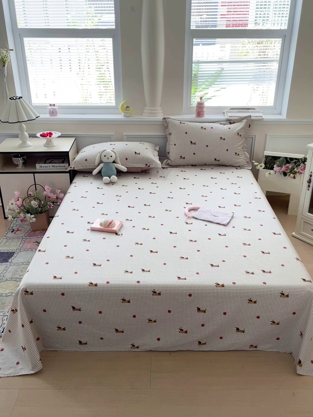 91家纺网 家纺一手货源 找家纺 卡普家居 2025新款全棉印花A版床单 快乐追梦