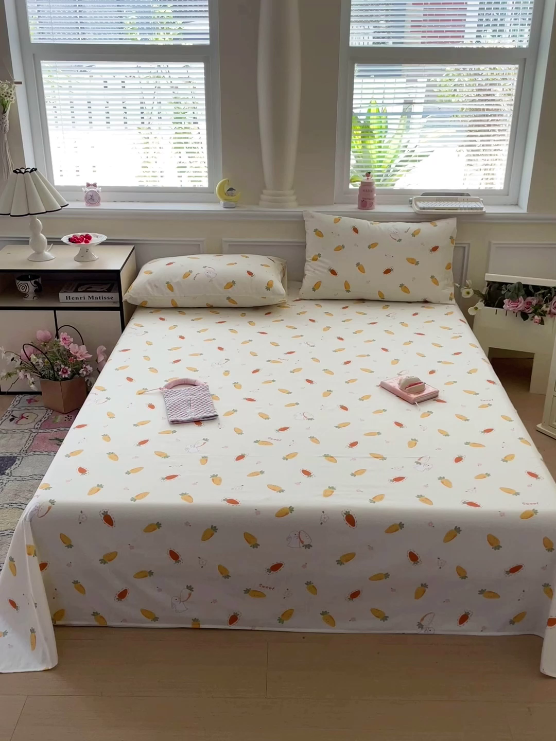 91家纺网 家纺一手货源 找家纺 卡普家居 2025新款全棉印花A版床单 萝卜蹲