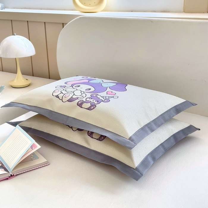 91家纺网 家纺一手货源 找家纺 梵赫 2025新款大版儿童冰丝枕套幼儿园枕套 爱心萌兔