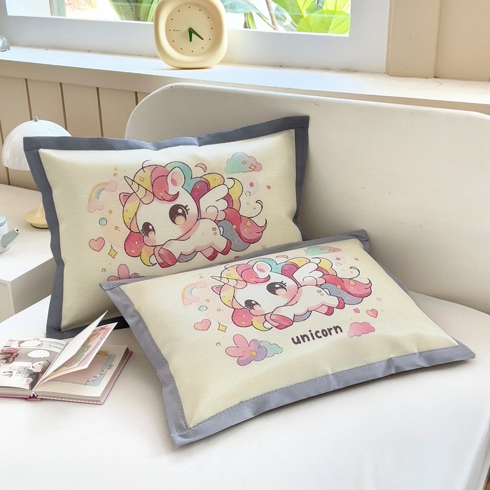 梵赫 2025新款大版儿童冰丝枕套幼儿园枕套 七彩小马