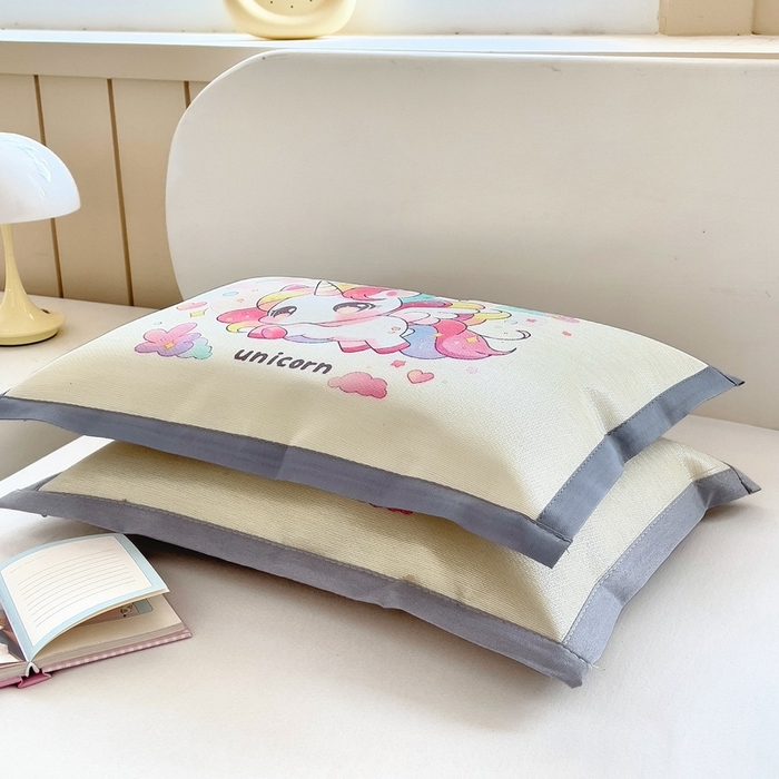 91家纺网 家纺一手货源 找家纺 梵赫 2025新款大版儿童冰丝枕套幼儿园枕套 七彩小马