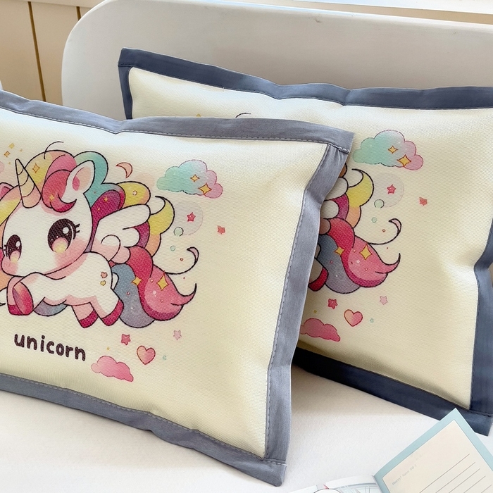 91家纺网 家纺一手货源 找家纺 梵赫 2025新款大版儿童冰丝枕套幼儿园枕套 七彩小马