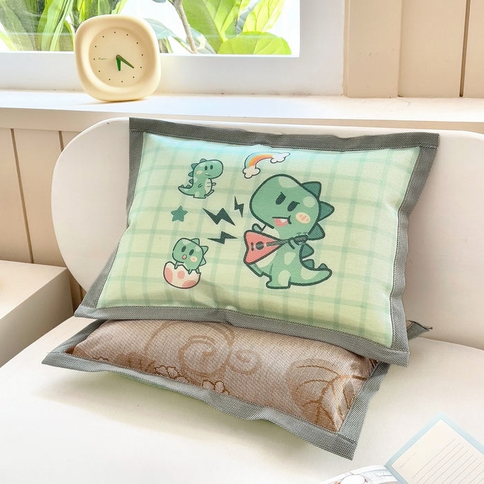 91家纺网 家纺一手货源 找家纺 梵赫 2025新款大版儿童冰丝枕套幼儿园枕套 音乐恐龙