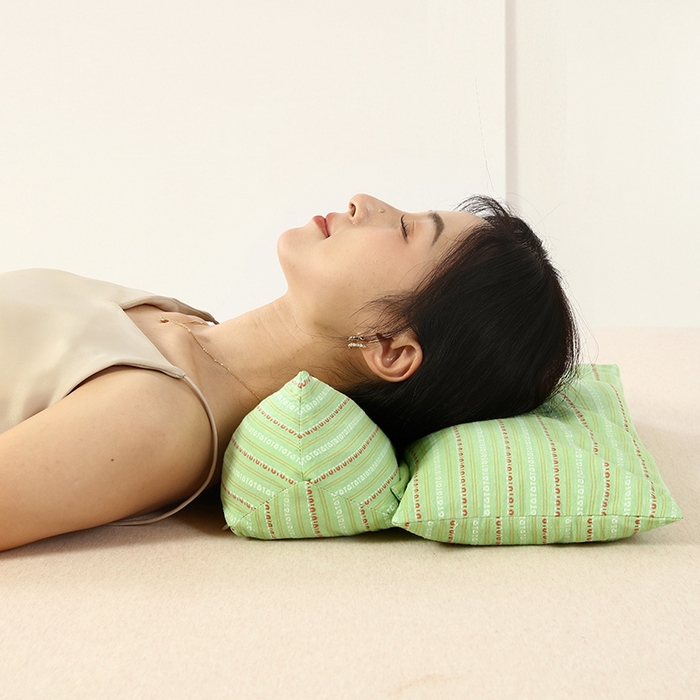 91家纺网 家纺一手货源 找家纺 （总）梦叶草 2025新款全棉水洗棉三角牵引组合荞麦枕 枕头护颈枕芯