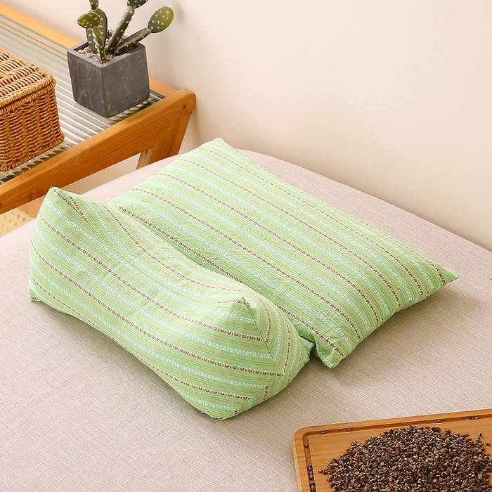 91家纺网 家纺一手货源 找家纺 （总）梦叶草 2025新款全棉水洗棉三角牵引组合荞麦枕 枕头护颈枕芯