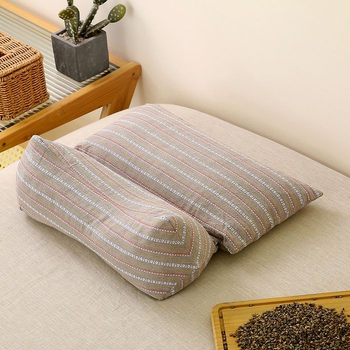 91家纺网 家纺一手货源 找家纺 梦叶草 2025新款全棉水洗棉三角牵引组合荞麦枕 枕头护颈枕芯 三角牵引组合荞麦枕-咖色