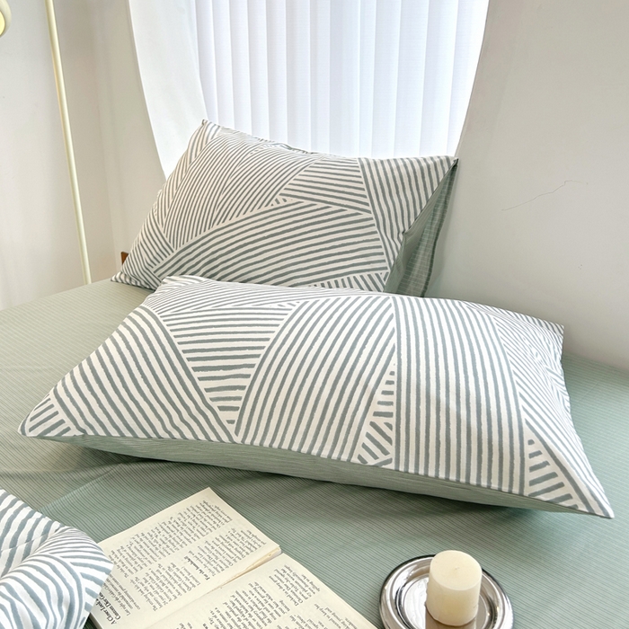 91家纺网 家纺一手货源 找家纺 柠馨 2025新款全棉纯棉印花夏被夏凉被空调被四件套 编织生活-绿