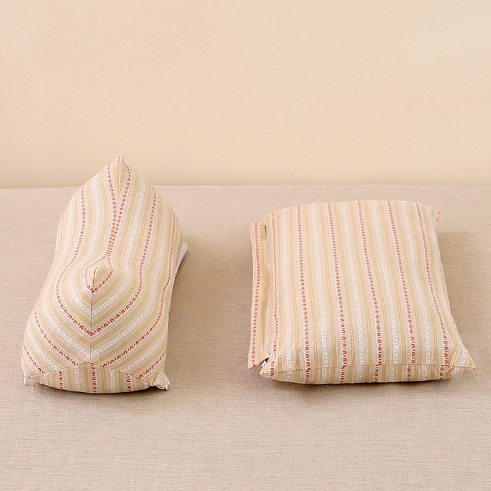 梦叶草 2025新款全棉水洗棉三角牵引组合荞麦枕 枕头护颈枕芯 三角牵引组合荞麦枕-卡其