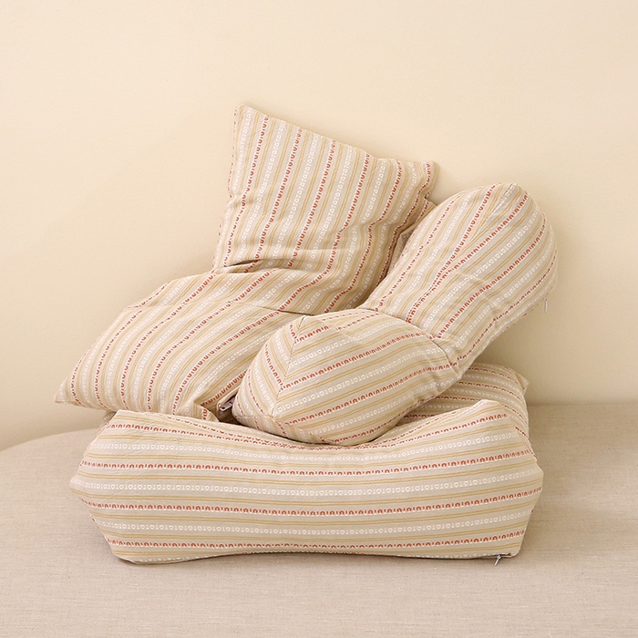 91家纺网 家纺一手货源 找家纺 梦叶草 2025新款全棉水洗棉三角牵引组合荞麦枕 枕头护颈枕芯 三角牵引组合荞麦枕-卡其