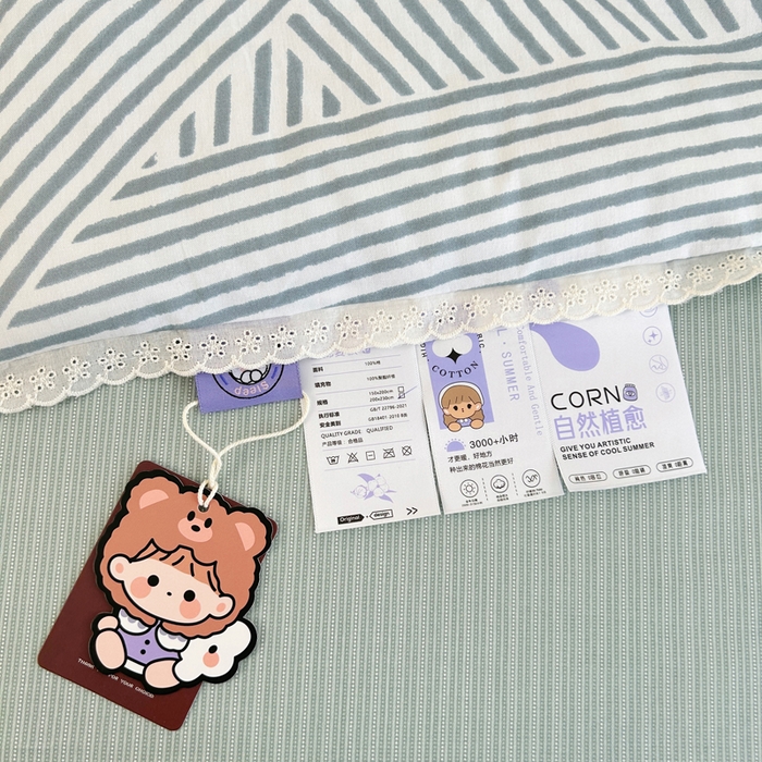 91家纺网 家纺一手货源 找家纺 柠馨 2025新款全棉纯棉印花夏被夏凉被空调被四件套 编织生活-绿