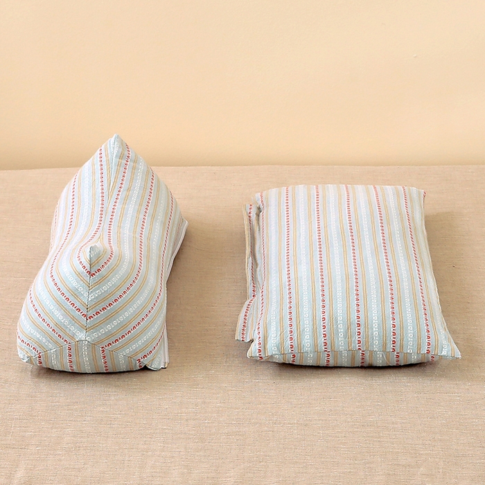 梦叶草 2025新款全棉水洗棉三角牵引组合荞麦枕 枕头护颈枕芯 三角牵引组合荞麦枕-米兰