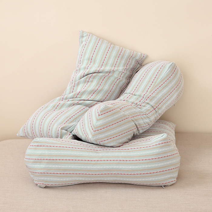 91家纺网 家纺一手货源 找家纺 梦叶草 2025新款全棉水洗棉三角牵引组合荞麦枕 枕头护颈枕芯 三角牵引组合荞麦枕-米兰