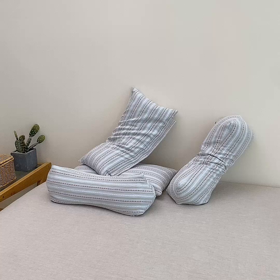 91家纺网 家纺一手货源 找家纺 梦叶草 2025新款全棉水洗棉三角牵引组合荞麦枕 枕头护颈枕芯 三角牵引组合荞麦枕-米兰