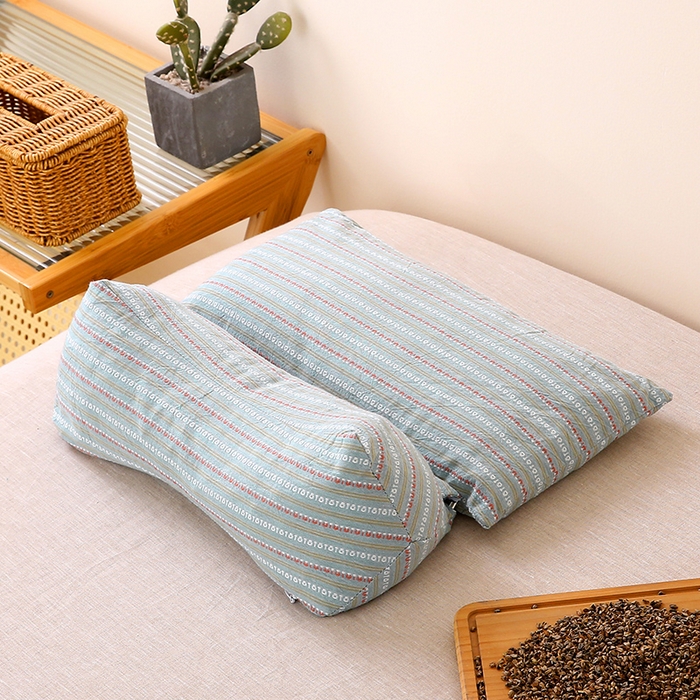 91家纺网 家纺一手货源 找家纺 梦叶草 2025新款全棉水洗棉三角牵引组合荞麦枕 枕头护颈枕芯 三角牵引组合荞麦枕-新兰