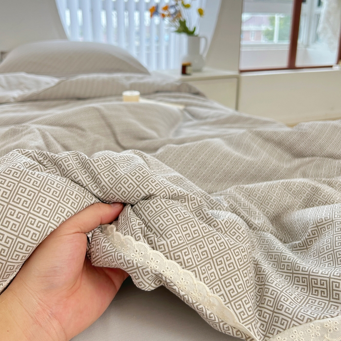 91家纺网 家纺一手货源 找家纺 柠馨 2025新款全棉纯棉印花夏被夏凉被空调被四件套 雅灰