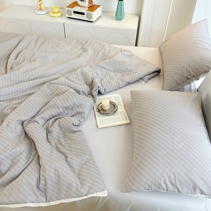 91家纺网 家纺一手货源 找家纺 柠馨 2025新款全棉纯棉印花夏被夏凉被空调被四件套 雅灰