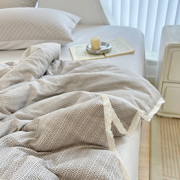 91家纺网 家纺一手货源 找家纺 柠馨 2025新款全棉纯棉印花夏被夏凉被空调被四件套 雅灰