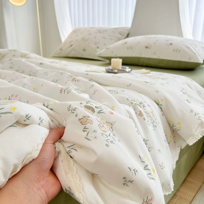 91家纺网 家纺一手货源 找家纺 柠馨 2025新款全棉纯棉印花夏被夏凉被空调被四件套 仙子