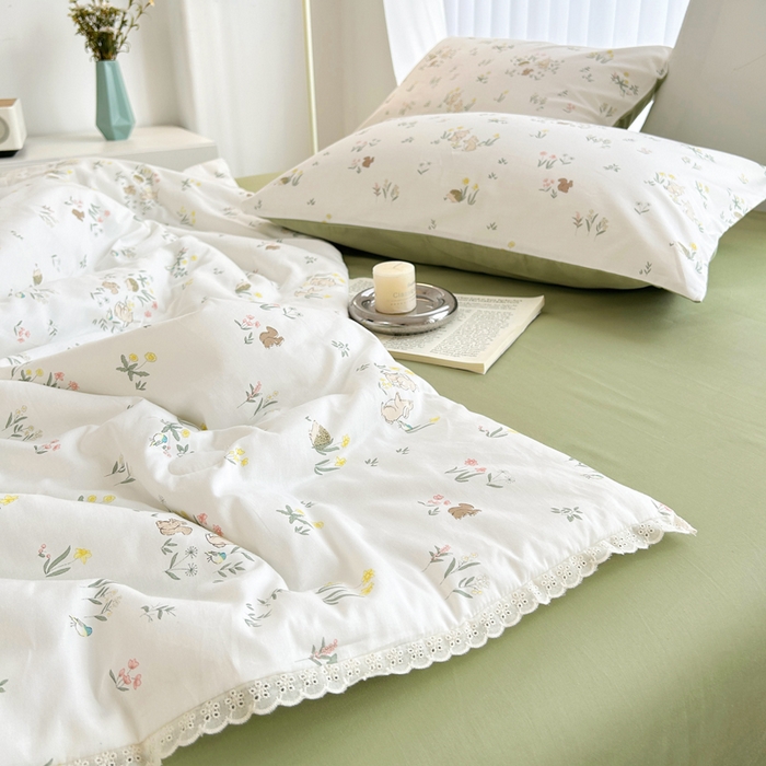 91家纺网 家纺一手货源 找家纺 柠馨 2025新款全棉纯棉印花夏被夏凉被空调被四件套 仙子