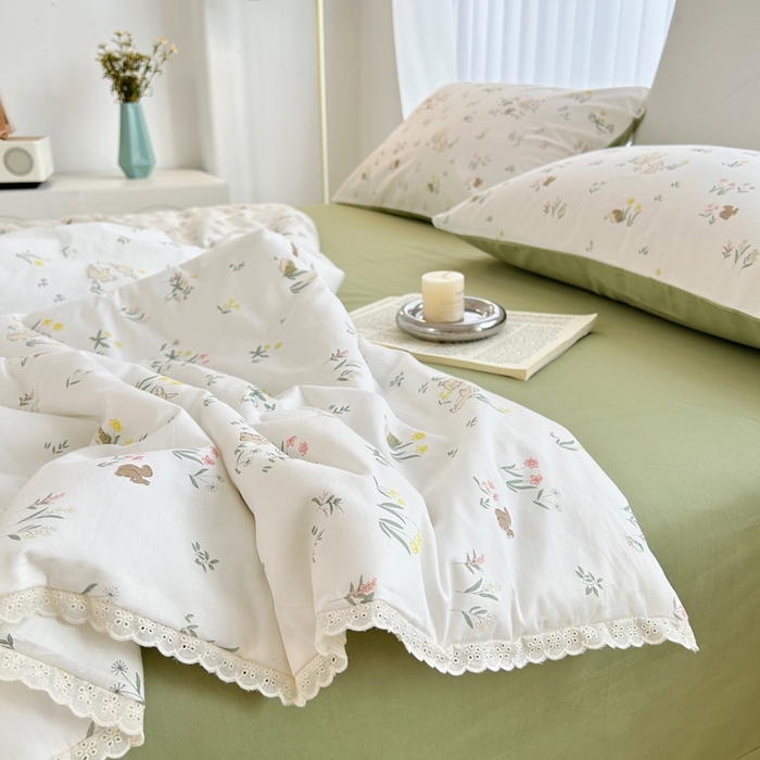 91家纺网 家纺一手货源 找家纺 柠馨 2025新款全棉纯棉印花夏被夏凉被空调被四件套 仙子