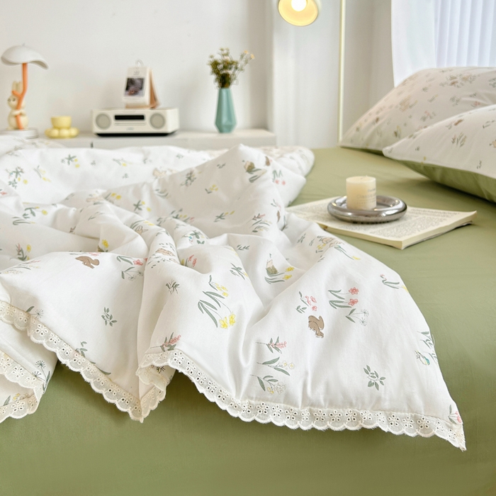91家纺网 家纺一手货源 找家纺 柠馨 2025新款全棉纯棉印花夏被夏凉被空调被四件套 仙子