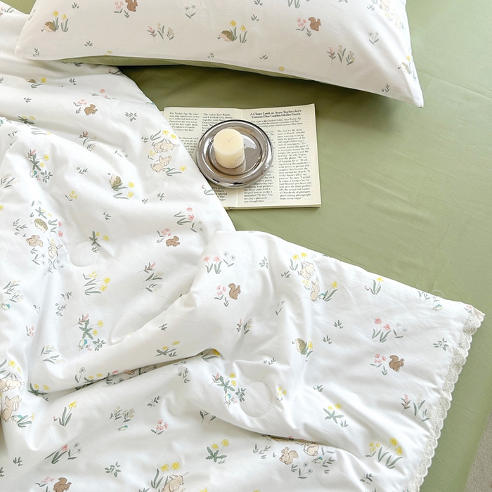 91家纺网 家纺一手货源 找家纺 柠馨 2025新款全棉纯棉印花夏被夏凉被空调被四件套 仙子