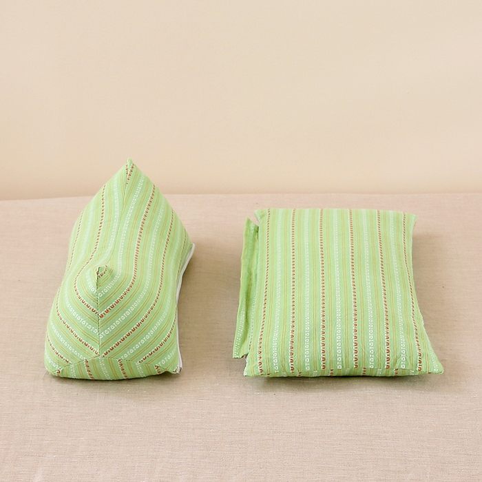 91家纺网 家纺一手货源 找家纺 （总）梦叶草 2025新款全棉水洗棉三角牵引组合荞麦枕 枕头护颈枕芯